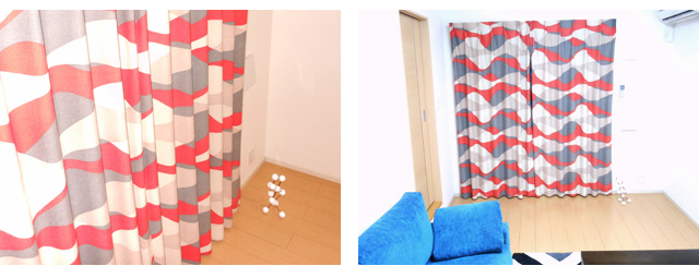 愛知県豊川市J様邸　ミッドセンチュリースのオーダーカーテンのコーディネート例