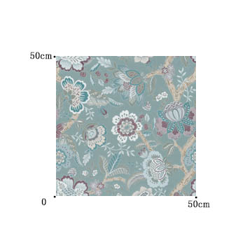【フレンチシック】オリエンタルな花柄のドレープカーテン＆シェード【HS-1046】ライトブルーグリーン
