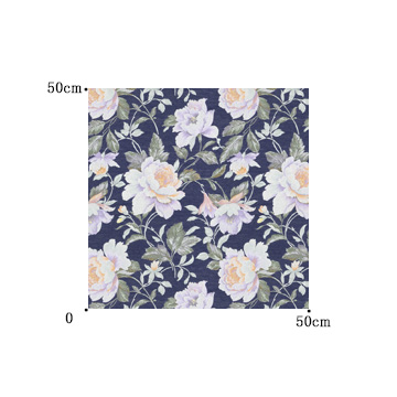 【フレンチシック】刺繍のような芍薬の花柄の遮光カーテン【HS-1060】ダークブルー