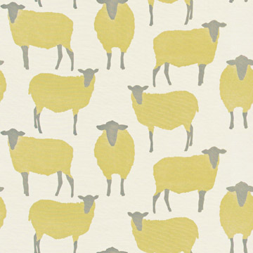 【北欧モダン】牧歌的な羊(ひつじ)柄のドレープカーテン＆シェード【HS-1209】イエロー
