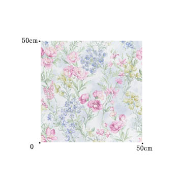 【フレンチ カントリー】華やかな水彩の花柄の遮光カーテン【HS-1378】ペールブルー