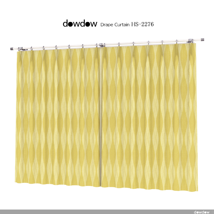 【ミッドセンチュリー】ジオメトリック(幾何学)の織柄のドレープカーテン＆シェード【HS-2276】レトロイエロー