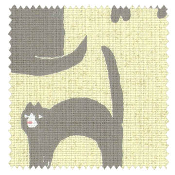 【北欧モダン】オシャレなネコ柄のドレープカーテン＆シェード【HS-3101】ライトイエロー