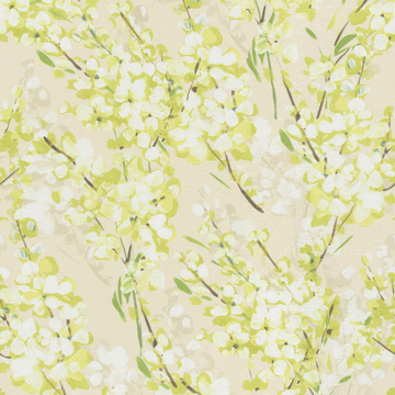 【イタリアン モダン】咲き誇る花柄のドレープカーテン【HS-3120】ペールイエロー＆イエローグリーン
