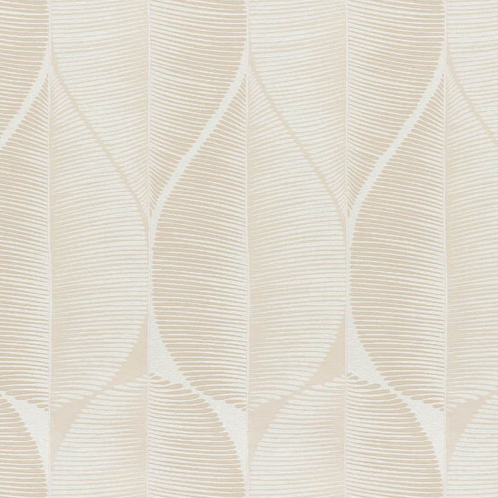 【ミッドセンチュリー】リーフの幾何学模様の遮光カーテン【HS-8131】ベージュ