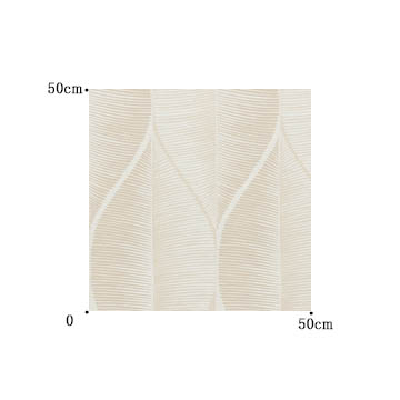 【ミッドセンチュリー】リーフの幾何学模様の遮光カーテン【HS-8131】ベージュ