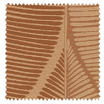 【ミッドセンチュリー】リーフの幾何学模様の遮光カーテン【HS-8132】オレンジオーカー