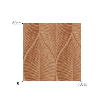 【ミッドセンチュリー】リーフの幾何学模様の遮光カーテン【HS-8132】オレンジオーカー