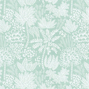 【北欧モダン】フレッシュなハーブ草柄のドレープカーテン【HS-8144】ブルーグリーン