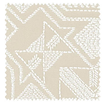 【北欧ヴィンテージ】幾何学柄の刺繍調のドレープーテン【HS-8148】ベージュ