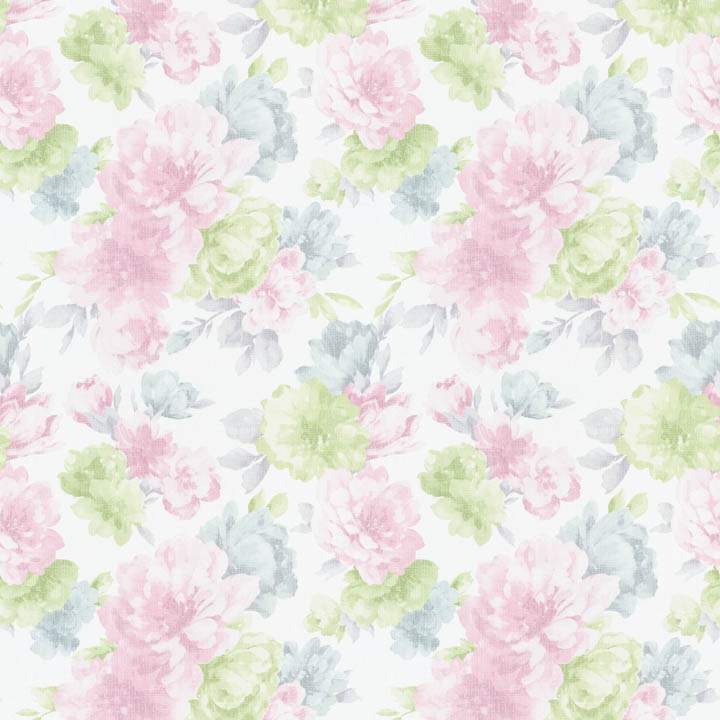 【フレンチカントリー】花柄リネンプリントのドレープカーテン【HS-8225】ピンク&グリーン