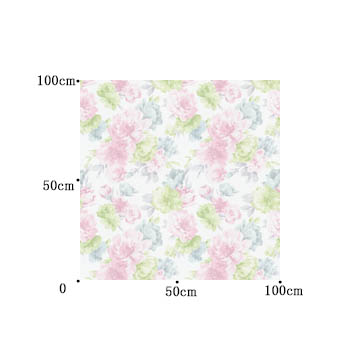 【フレンチカントリー】花柄リネンプリントのドレープカーテン【HS-8225】ピンク&グリーン