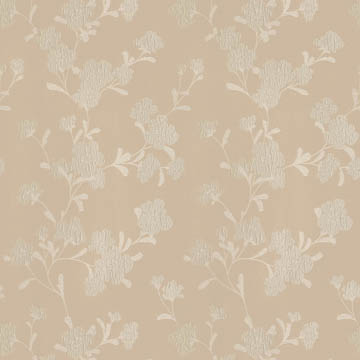 【ナチュラルモダン】ふっくらとした花のシルエット柄のドレープカーテン【HS-8242】ライトブラウン