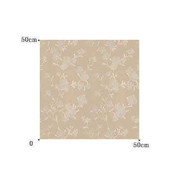 【ナチュラルモダン】ふっくらとした花のシルエット柄のドレープカーテン【HS-8242】ライトブラウン