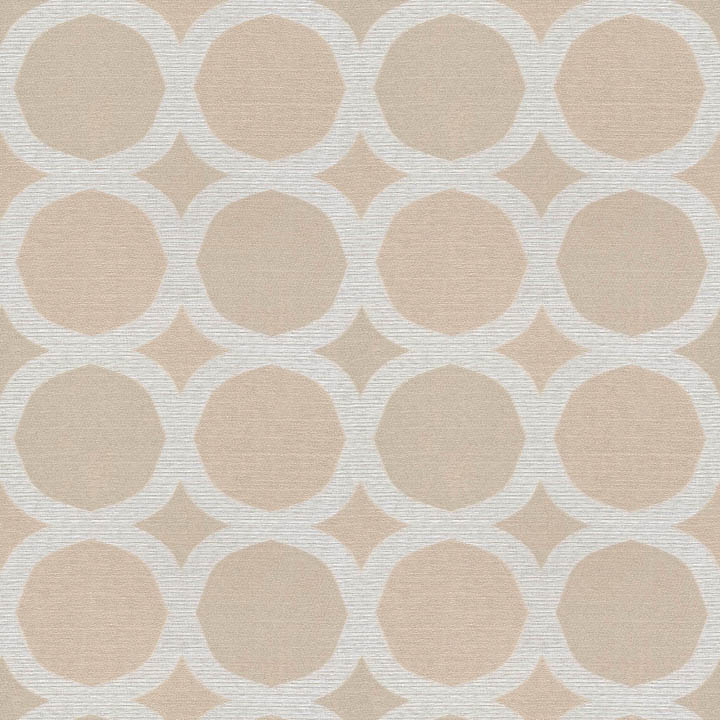 【イタリアンモダン】ダマスク･サークル柄のドレープカーテン【HS-8406】ベージュ