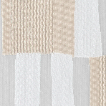 【ミッドセンチュリー】バックカットのランダムな幾何学柄のレースカーテン【HS-8484】ベージュ