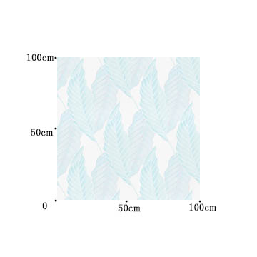 【ミッドセンチュリー】大きな葉デザインのレースカーテン【HS-8501】ライトブルー