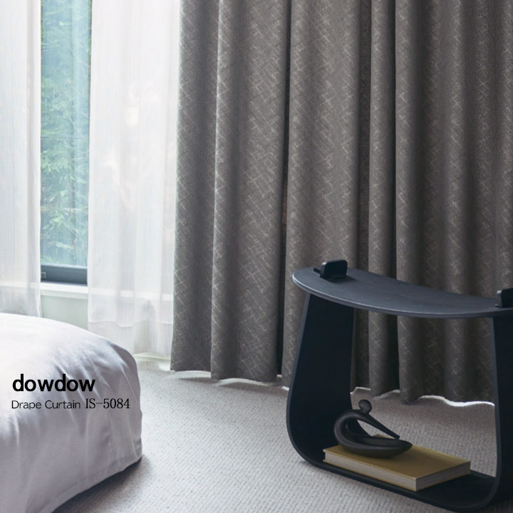 【ミッドセンチュリー】バイヤスチェック柄の遮光カーテン【IS-5084】ダークグレー