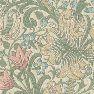 【ウィリアム モリス】ゴールデン・リリーのドレープカーテン【IS-5102】グリーン＆アイボリー