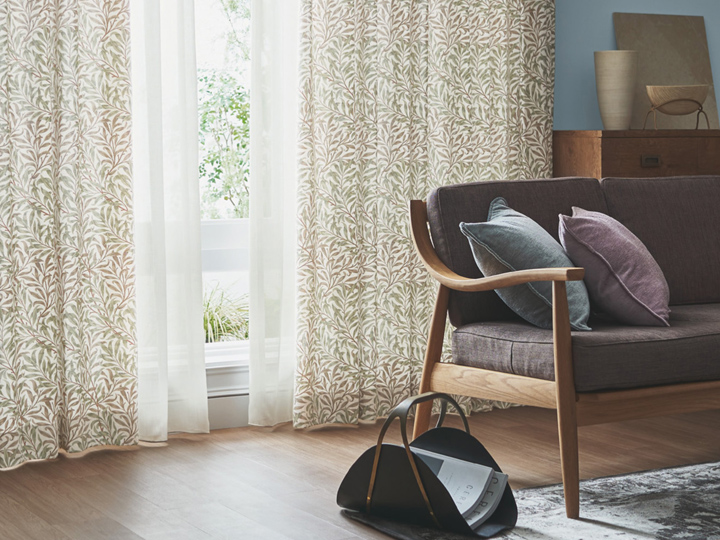 【ウィリアム モリス】ウィロー・バウのドレープカーテン【IS-5111】グリーン＆アイボリー