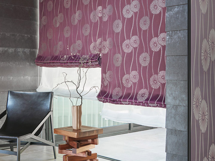 【和モダン】変わり立涌と菊松葉の遮光カーテン【IS-5181】紫紺色