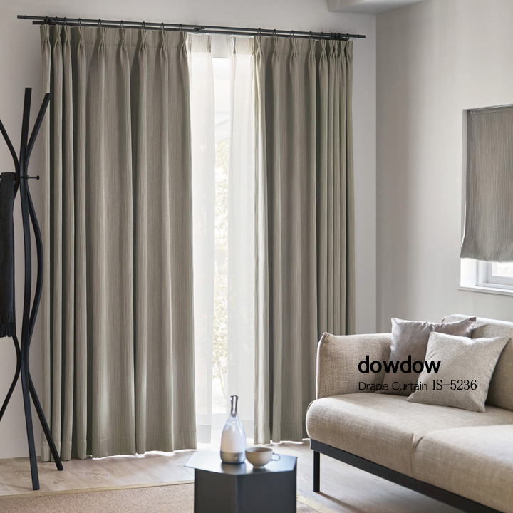 【イタリアンモダン】ランダム・ストライプの微起毛の遮光カーテン【HS-5236】グレージュ