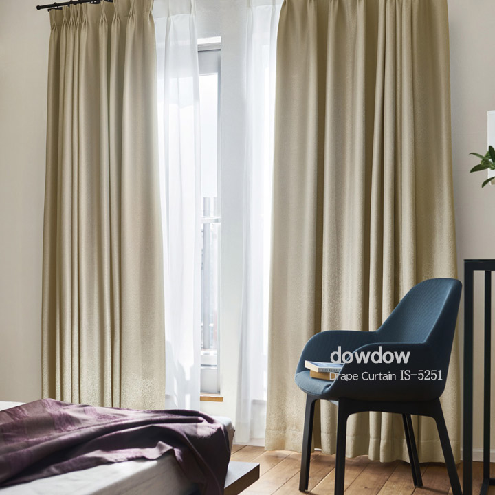 【ミッドセンチュリー】ジオメトリックの無地調の遮光カーテン【IS-5251】アンティークゴールド