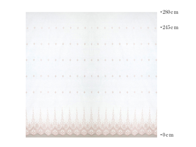 【フレンチシック】クラシック・デザインの刺繍のレースカーテン【IS-61160】ローズ・ピンク