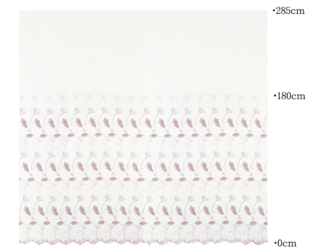 【フレンチシック】グリッターの植物の刺繍のレースカーテン【IS-61174】ピンク