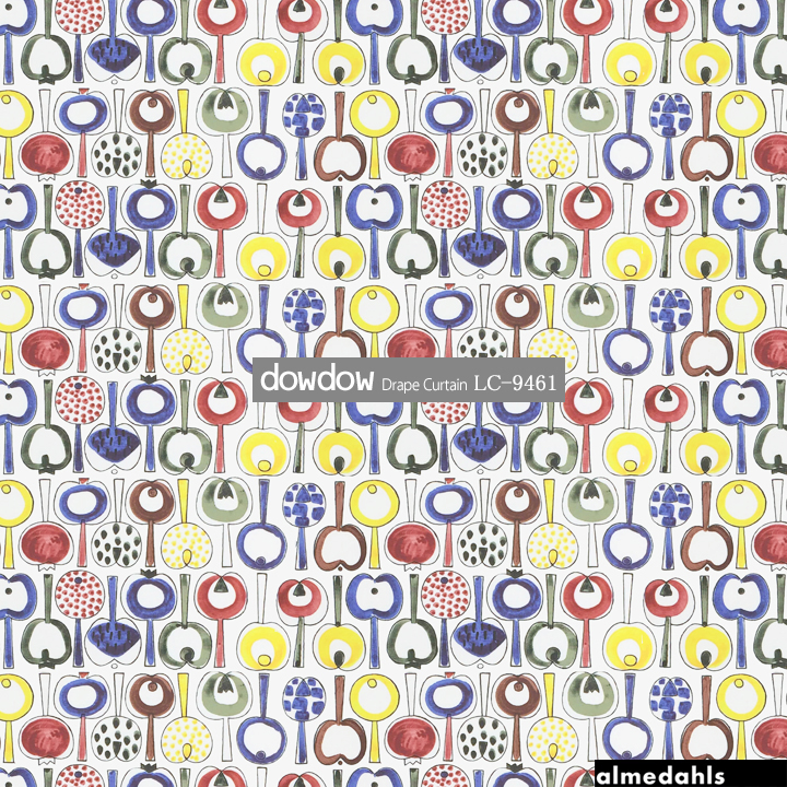 【アルメダールス】林檎のレトロ・デザインの北欧カーテン【LC-9461ポモナ】