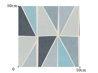 【ミッドセンチュリー】レトロな幾何学柄プリントのドレープカーテン＆シェード【LX-8007】ブルー