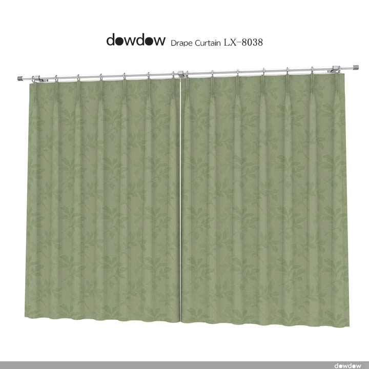 【ナチュラル ビンテージ】サラッとした葉（リーフ）織柄のドレープカーテン【LX-8038】グリーン