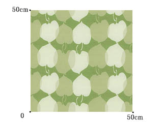 【ミッドセンチュリー】レトロな林檎プリントのドレープカーテン【LX-8046】フレッシュグリーン