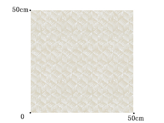 【ミッドセンチュリー】立方体の幾何学柄プリントのレースカーテン【LX-8445】イエローオーカー