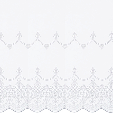 【フレンチ シック】エレガントな刺繍のレースカーテン【RC-9187】グレー＆ホワイト