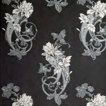 【フレンチシック】スタイリッシュな花柄のジャガード織のドレープカーテン【RZ-8121】チャコールグレー