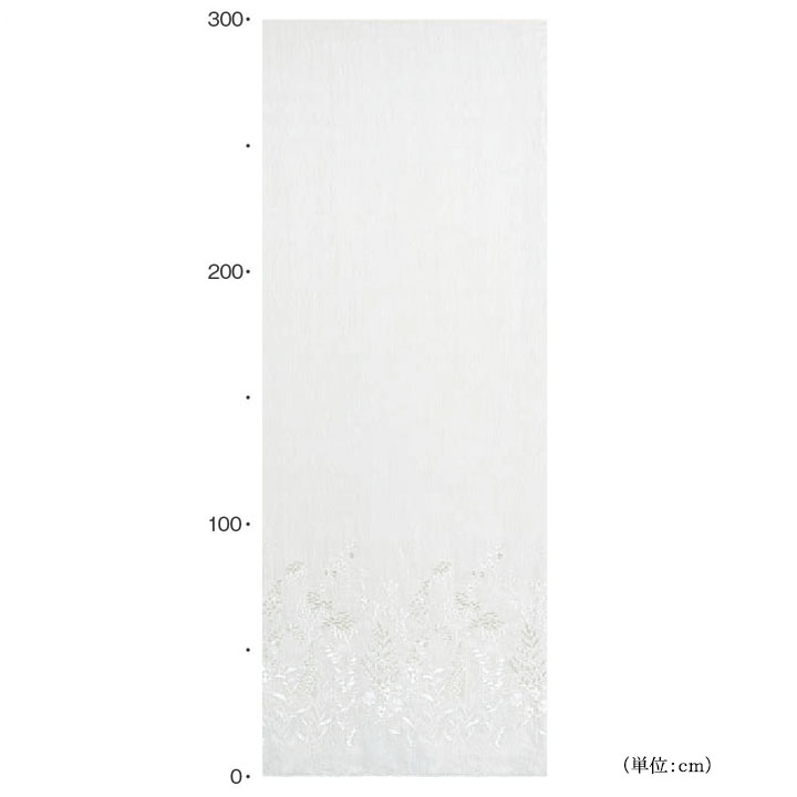 【イタリアン モダン】野の花草の刺繍レースカーテン【RX-9005】ホワイト