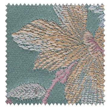【クラシック モダン】刺繍のようなサテンのジャガード織のドレープカーテン【RZ-4121】ブルーグリーン