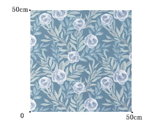【ブリティッシュ カントリー】庭園の薔薇のデザインのドレープカーテン【RZ-4170】ブルー