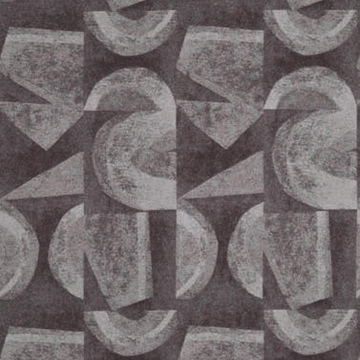 【ミッドセンチュリー】レトロでナチュラルな幾何学柄のカーテン【RZ-8068】ダークパープル