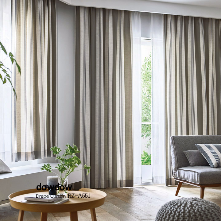 北欧ビンテージ】デザイン・ストライプのドレープカーテン【RX-A551