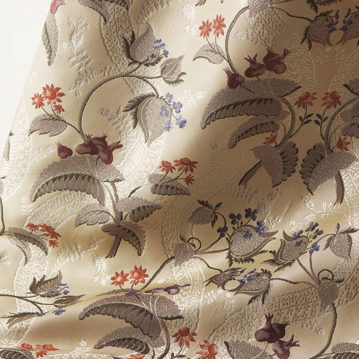 【アンティークラシック】シノワズリ調のクラシック柄のジャガード織のドレープカーテン【SC-1215】アイボリー