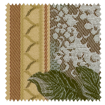 【アンティーククラシック】バラとリラの花柄のジャガード織のドレープカーテン【SC-1221】グリーン&ゴールド