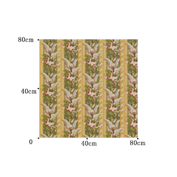 【アンティーククラシック】バラとリラの花柄のジャガード織のドレープカーテン【SC-1221】グリーン&ゴールド