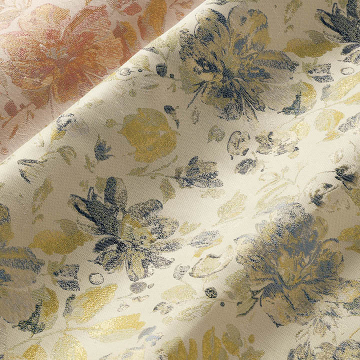 【北欧モダン】水彩の花柄のドレープカーテン【SC-1253】グリーン