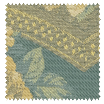 【アンティークラシック】アラベスクの花柄のジャガード織のドレープカーテン【SC-1290】ブルーグリーン