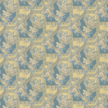 【アンティークラシック】アラベスクの花柄のジャガード織のドレープカーテン【SC-1290】ブルーグリーン