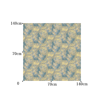 【アンティークラシック】アラベスクの花柄のジャガード織のドレープカーテン【SC-1290】ブルーグリーン