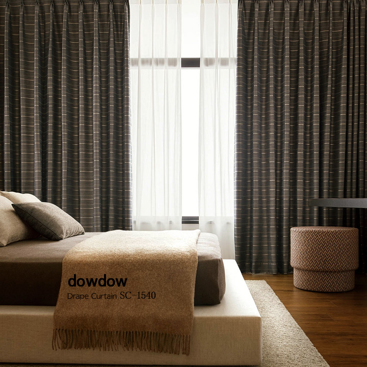 イタリアンモダン】ブロンズボーダー柄の遮光カーテン【SC-1540