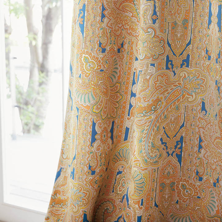 【イタリアンモダン】スカーフ・デザインの遮光カーテン【SC-1583】オレンジ